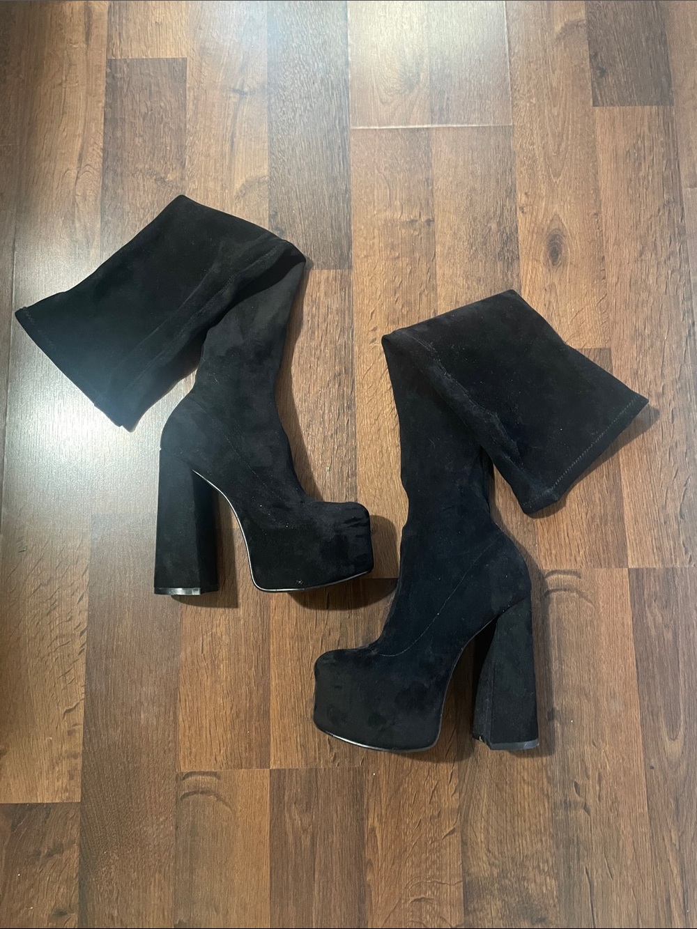 Black Over-the-Knee Platform Heel Boots Size 7